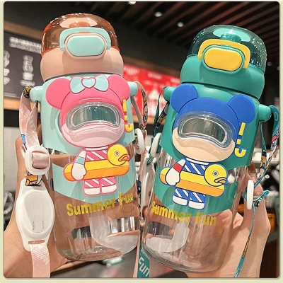 Cute Children's Cups Female Student Portable New Kindergarten Baby Water Cup Tritan Drop-Resistant with Straw