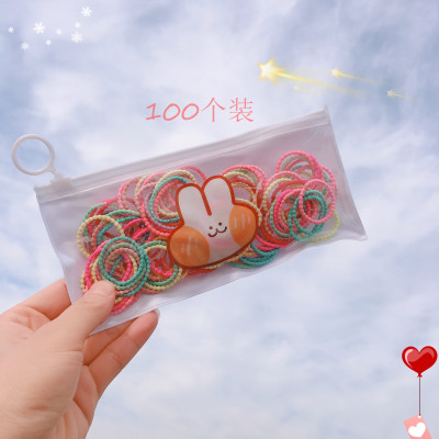 100 Stalls. Korean Simple Candy Girls Color Children Hair Ring Hair Rope Strong Pull Continuously Rubber Band Hair Accessories