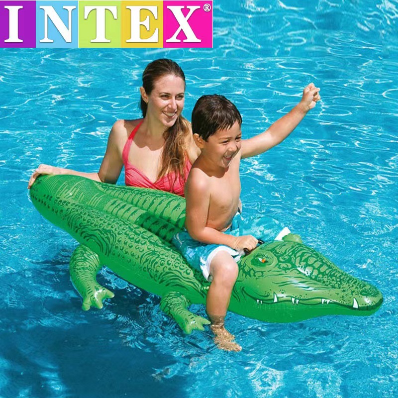 intex 58546 跨境充气水上玩具水上用品鳄鱼坐骑动物浮排