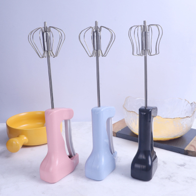 Egg Beater Household Mini Semi-automatic Manual Handheld Cream Blender Stainless Steel Blender