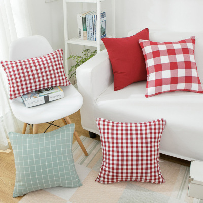 Modern Plaid Living Room Sofa Cushion Fabric Office Cushions Pillowcase Pillow Cover without Core 50*50 Cushion Cover