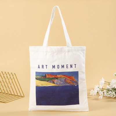 Fashion Printing Portable Canvas Bag Customized Art Gallery Promotional Gifts Cotton Bag Advertising Shopping Canvas Bag Customized
