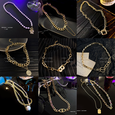 INS Style Titanium Steel Thick Straps Sweater Chain Female Autumn and Winter Long Hip Hop Necklace Japan and South Korea Graceful Personality Clavicle Chain Neck Chain