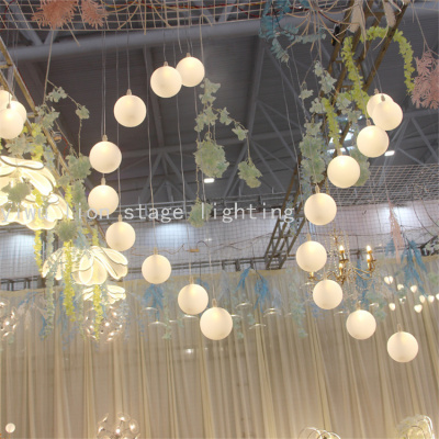 Factory Direct Sales Led Wedding Stage 10-Head Luminous Acrylic Milky White Bubble Chandelier Ball Decorative Lamp