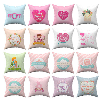 New Mother's Day Pattern Pillow Manufacturer Custom Pillowcase Peach Skin Fabric Polyester Printing Throw Pillow Cushion Cover Customization