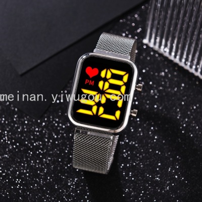 New LED Men's Magnetic Buckle Electronic Watch Creative Heart Screen Internet Celebrity Milan with Watch