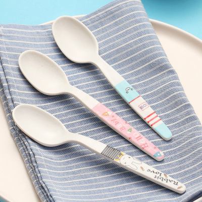 Bamboo Fiber Spoon Creative Household Eating Small Spoon Portable and Cute Student Children Spoon Tablespoon Suit