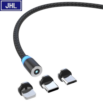 Magnetic Data Cable Three-in-One Multi-Magnetic Head Woven Flow Light Strong Magnetic Single Needle 2A Fast  Cable.