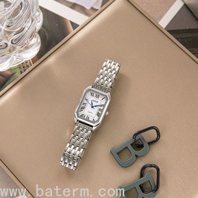 Cross-Border Fashion Retro Blue Pointer Square Roman Scale Watch Female Simple and Compact Ins Style Student's Watch 