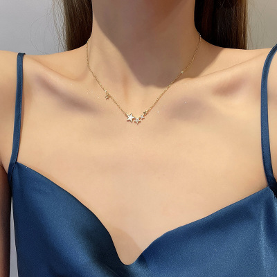Korean Style Ins Style Fashion Titanium Steel Necklace Female Design Creative XINGX Pendant Cold Wind Net Red Temperament Clavicle Chain