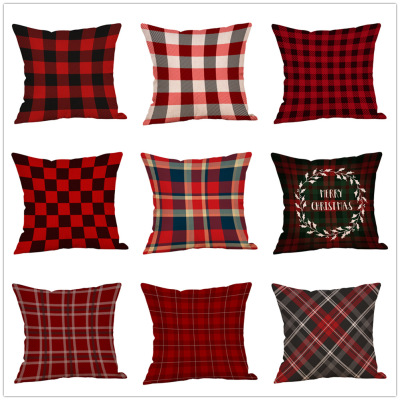 Hot Selling Christmas Plaid Pattern Couch Pillow Throw Pillowcase Manufacturers Can Customize Wholesale One Piece Dropshipping