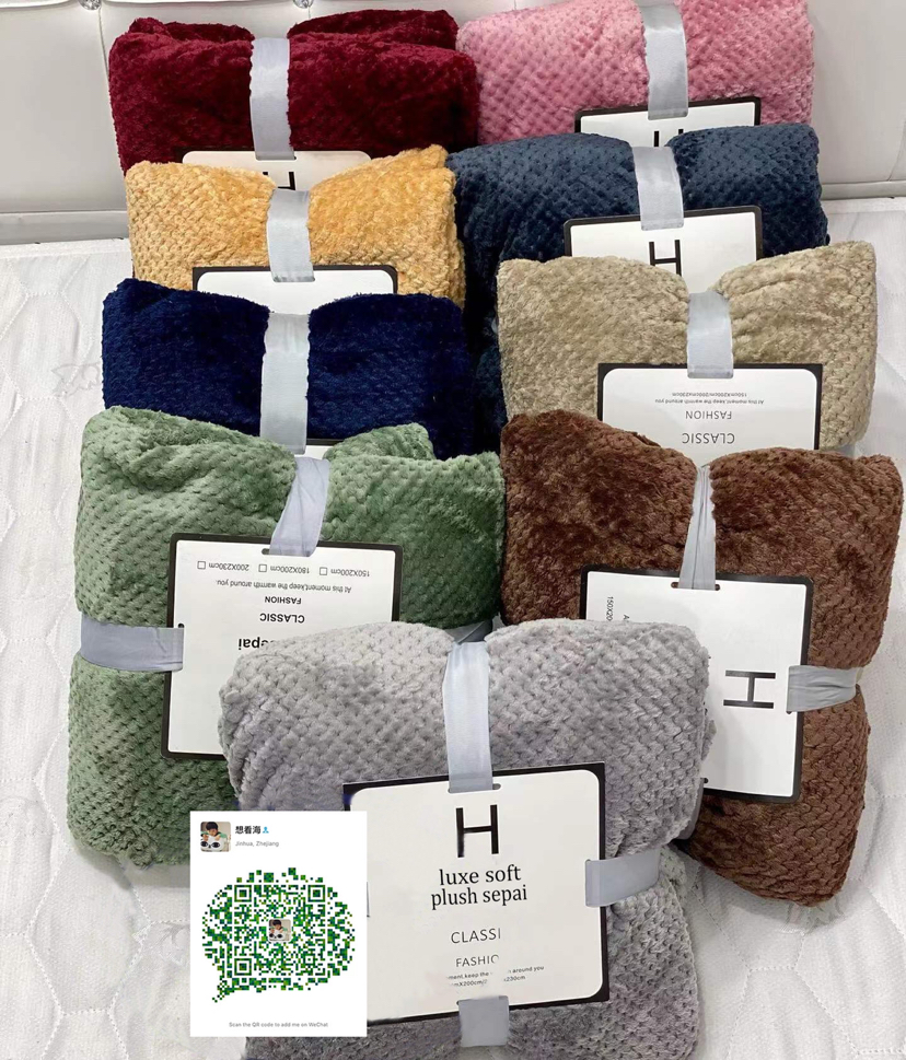 供外贸日式网银毛毯床单菠萝格毯休闲空调毯礼品批发珊瑚绒毯被子