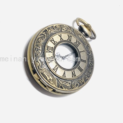 Classic Retro Pocket Watch Simple Digital Surface Hollow Flip Pocket Watch Travel Commemorative Watch