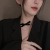 Full Diamond Double Black Bow Necklace Light Simple Luxury Niche Clavicle Chain Female 2021 New Fashion Pendant