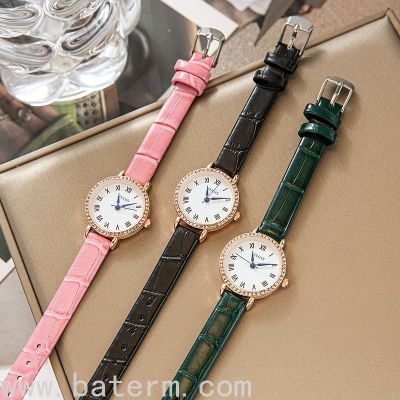 Korean Style Fashionable Small Diamond Belt Roman Scale Women's Watch Retro and Hipster Style Women's Watch Student