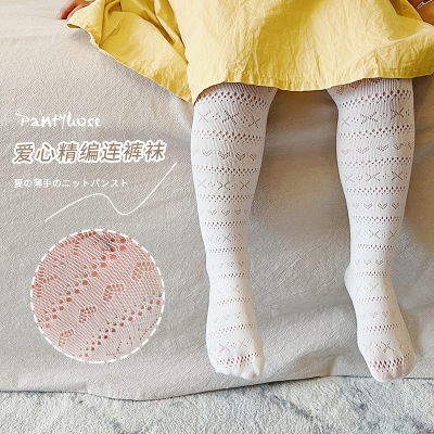Children Stockings Wholesale 2022 Summer Thin Small Love Fine Woven Girls' Pantyhose Mesh Baby Leggings