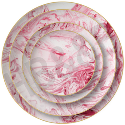 Creative Pink Ink Pattern Ceramic Plate Hotel Restaurant Steak Plate Wedding Theme Plate Factory Direct Deliver