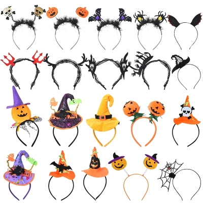 Halloween Headband Pumpkin Party Witch Hat Decoration Supplies Classic Spider Web Witch Hat Headband Hair Accessories