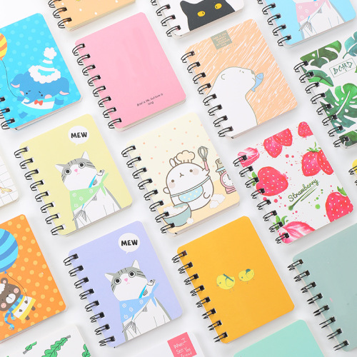 Cartoon Coil Notebook Small Notebook Small Notepad Animal Flip Coil Notebook School Supplies Mini A7 Notebook