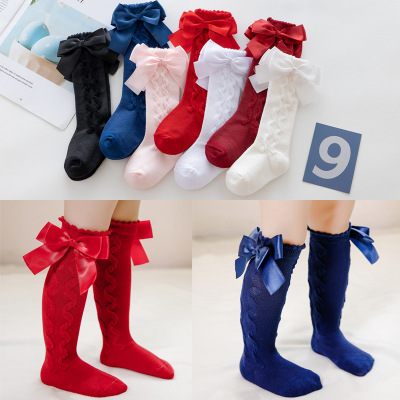 2022 Spring New Spanish Lolita Double Bow Baby Princess Tube Socks 0 to 3 Years Old Lolita Dress Socks