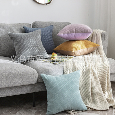 Cross-Border Solid Color Cocoa Pillow Office Sofa Cushion Pillow Cover Removable and Washable Living Room Cushion Cover Lumbar Support Waist Pillow