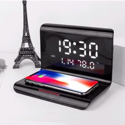 Folding Wireless Charger Electrical Appliance Apple Mobile Phone Wireless Charger Wireless Charger Multi-Function Three-in-One 10W Wireless Fast Charge Alarm Clock