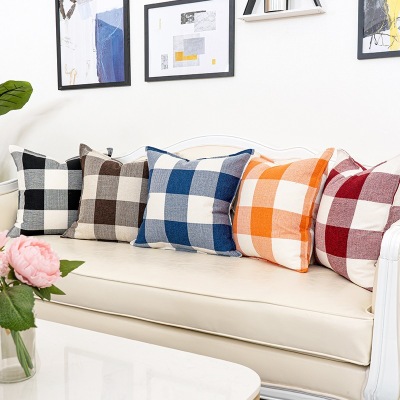 Nordic Plaid Cotton Linen Cushion Cover Sofa Pillow Cases Bedside Large Cushion Case Office Cushion without Core Cushion