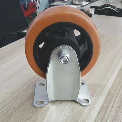 Casters Wholesale Manufacturers Supply 5-Inch Polyurethane Orange Flower Universal Casters Brake Industrial Silent Wheel