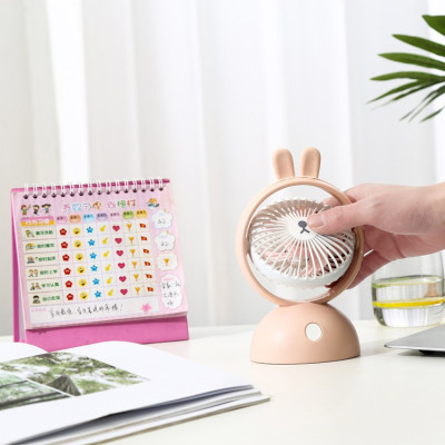 Semicircle Rabbit Ears Desktop Small Fan USB Desktop Fan Mini Cartoon Office Portable Handheld Rechargeable Fan