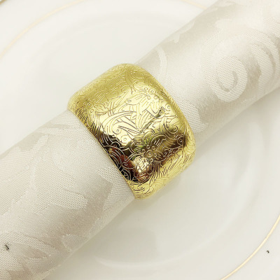 Hotel Tableware Decoration Golden Flower-Shaped Napkin Ring Napkin Ring Napkin Ring Napkin Ring Metal Tissue Ring Wholesale