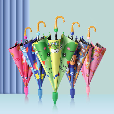 Umbrella Ice Cream Handle Semi-automatic Children's Umbrella Waterproof Cover Cartoon Sun Umbrella Advertising Umbrella