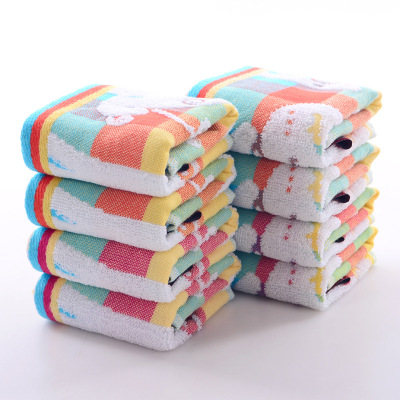 Origin Supply Small Square Towel Cotton Cartoon Cute Kids' Towel Cotton Absorbent Face Washing Children Towel Small Towel