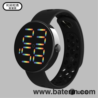 Cross-Border Stylish round Rainbow Font LED Electronic Watch Trend Student Sports Led Watch Children's Bracelet