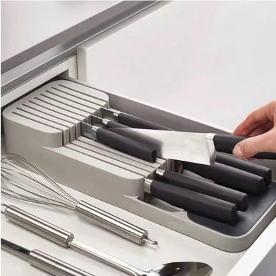 Knife Holder Kitchen Knife Storage Rack Drawer Tableware Partition Organizing Box Household Knife Holder Storage Box