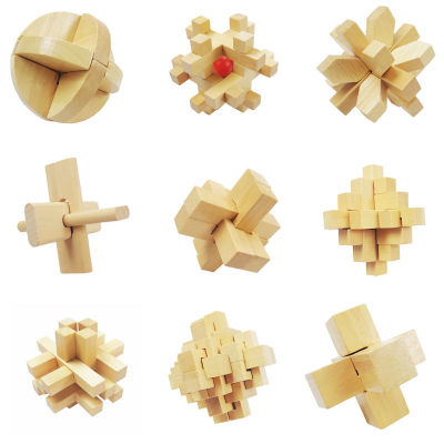 Wooden Burr Puzzle Burr Puzzle Intellectual Power Development Brain-Moving Boys and Girls Children's Leisure Toys over 3 Years Old