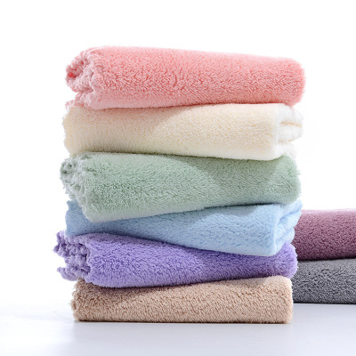 Low Density Medium Density High Density Coral Velvet Plain Square Towel Soft Absorbent Baby Handkerchief Hand Cleaning Household Cleaning Cloth