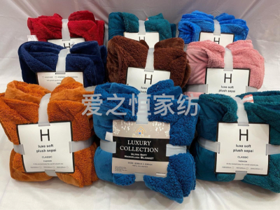 Factory Direct Sales Winter Thickened Blanket Berber Fleece Blanket Single Double Blanket Double Layer Gift Blanket Foreign Trade Solid Color Batch