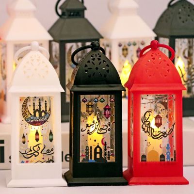 Cross-Border Ramadan Ramadan Storm Lantern Plastic LED Candle Storm Lantern Ramadan Table Decorative Ornaments Candlestick