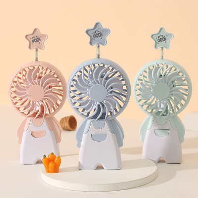 Cartoon Humanoid XINGX Fan Belt Colorful Light USB Charging Portable Desktop Small Handheld Fan Student Dormitory