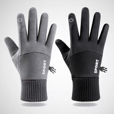 Car Knight Men's Riding Touch Screen Autumn and Winter Fleece-Lined Driving Student Non-Slip Waterproof Windproof Thermal Gloves