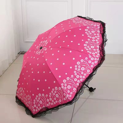 Umbrella Anti-DDoS Umbrella Manual Triple Folding Umbrella Printing Umbrella Black Rubber Umbrella Customized Lace Umbrella Rain Or Shine Dual-Use Umbrella Direct Sales