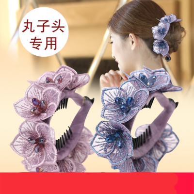 Adult Hair Band Bun Embroidery Flower Tie-up Hair Hair Ornaments Bud Hair Band Female Temperament Updo Gadget
