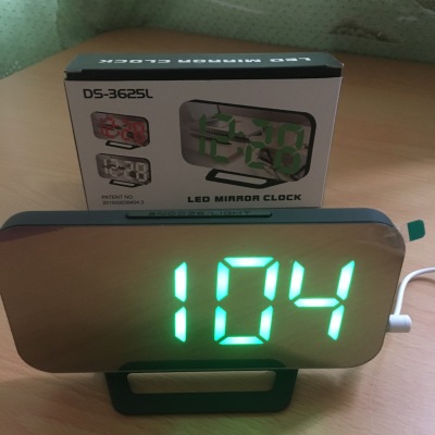 Foreign Trade Large Screen Ultra-Thin LED Mirror Clock USB Charging Alarm Digital Clock Snooze Alarm Clock + Temperature 3625l