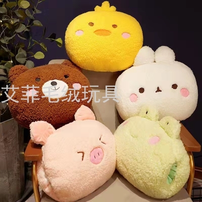 Cute Animal Pillow Hand Warmer Sheep Wool Animal Cushion Frog Bear Rabbit Children Doll Plush Toy