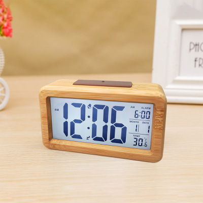 [Solid Wood] Amazon Hot Sale Products Electronic Clock Solid Wood Alarm Clock Fashion Electronic Smart Clock 1902