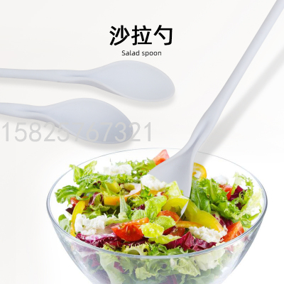 Plastic Spoon Kit Long Handle Stirring Spoon Three-Piece Set Salad Spoon Dessert Spoon Long Handle Plastic Salad Spoon