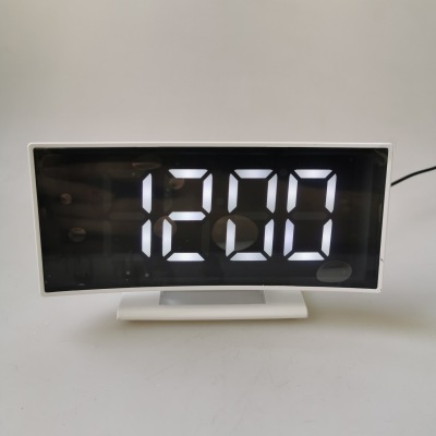 Mirror Clock Curved Digital Display Electronic Snooze Alarm Clock Creative Children Led Smart Clock DS-3621L-2