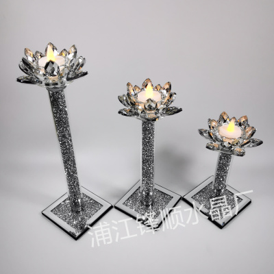 Crystal Lotus Candlestick Candle Holder Home Decoration Home Decoration Crafts Crystal Crafts