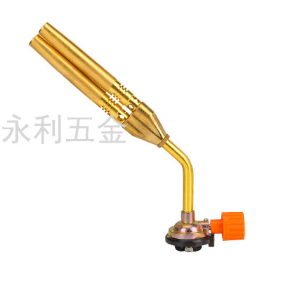 2108 Double Tube Copper Tube Card Type Flame Gun Household Welding Roast Pig Hair Outdoor Barbecue Igniter Welding