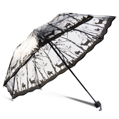 Umbrella Tri-Fold Fiber Bone Transparent Printing Umbrella Apollo Sun Umbrella Gift Advertising Umbrella Printing Logo